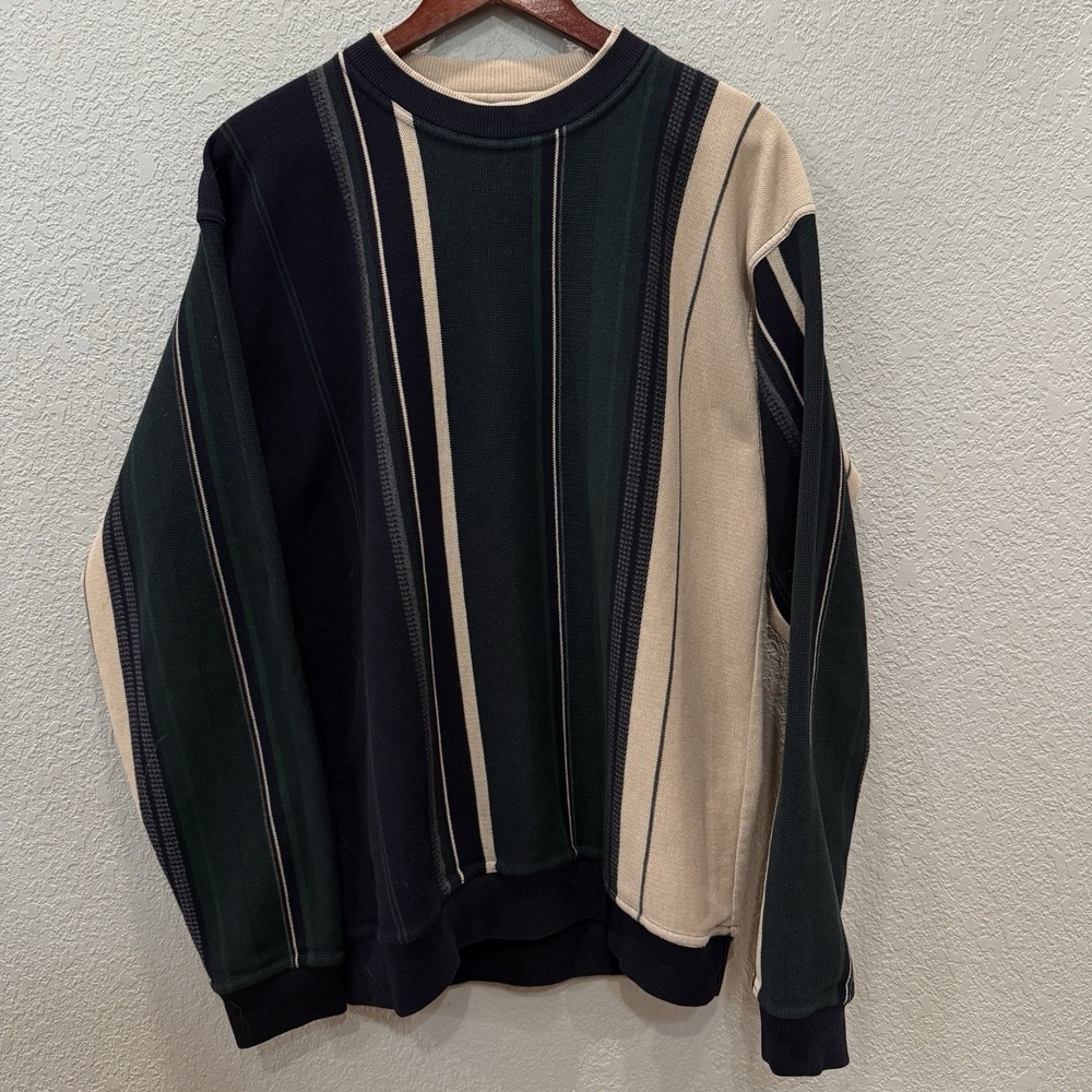 Knights Sportswear Vertical Strip Sweatshirt Grandpa Crewneck Vintage